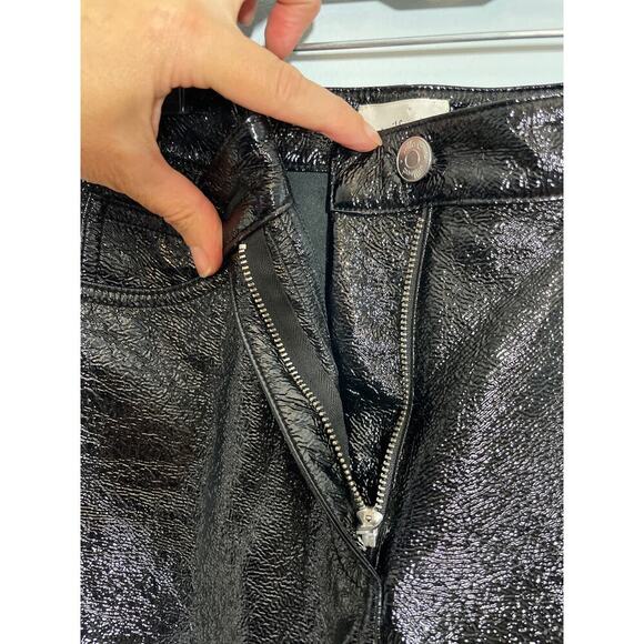 Aritzia Wilfred Women’s so 00 XS shiny textured black pants button and zip fly - Picture 4 of 7